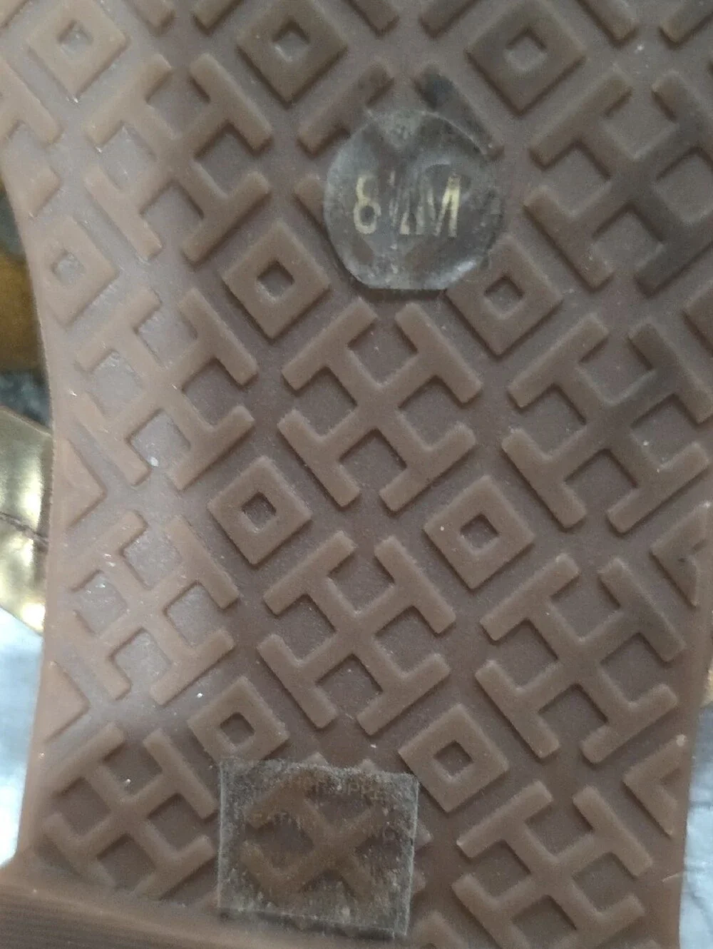 Tory Burch Metallic Bronze Gold Logo Thong Sandals